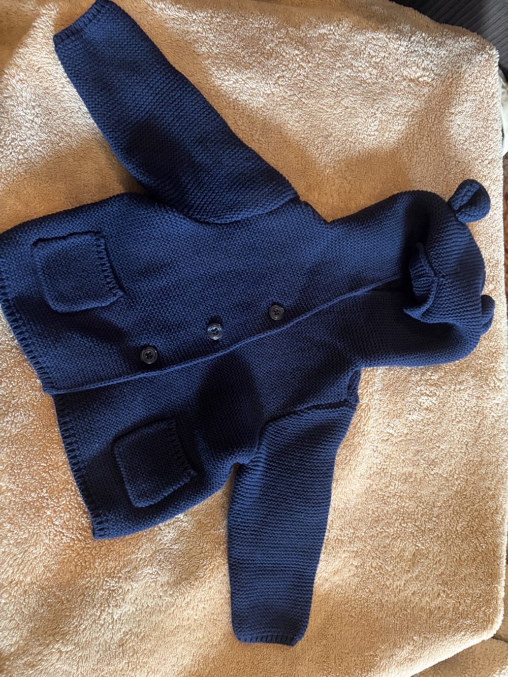 Baby Gap Navy Knit Hooded Baby Cardigan
